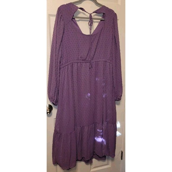 Torrid Tea Length Clip Dot Open Back A-Line Purple Dress Size 3 (22-24) Re$89.90 - Picture 8 of 8